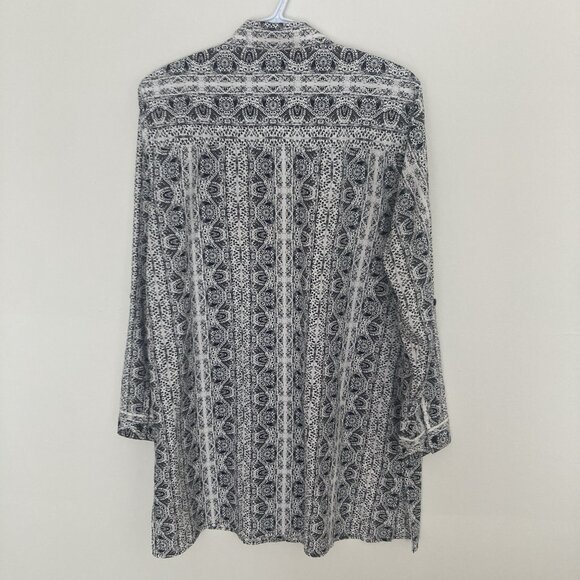 Coolibar UPF women’s Dress Button Up Geometric Black White Size L - Picture 6 of 8